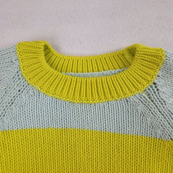 Mersea Voyageur Chunky Knit Sweater S Striped Blue Yellow Nautical Coastal Beach - Picture 3 of 10
